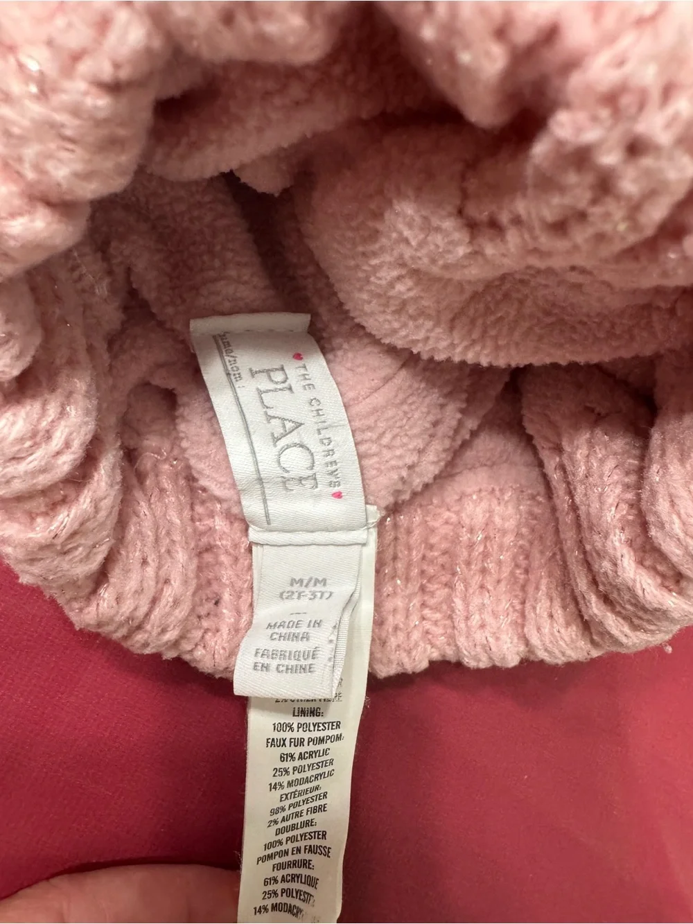 The Children’s Place Pink Knit Pom Pom Hat –